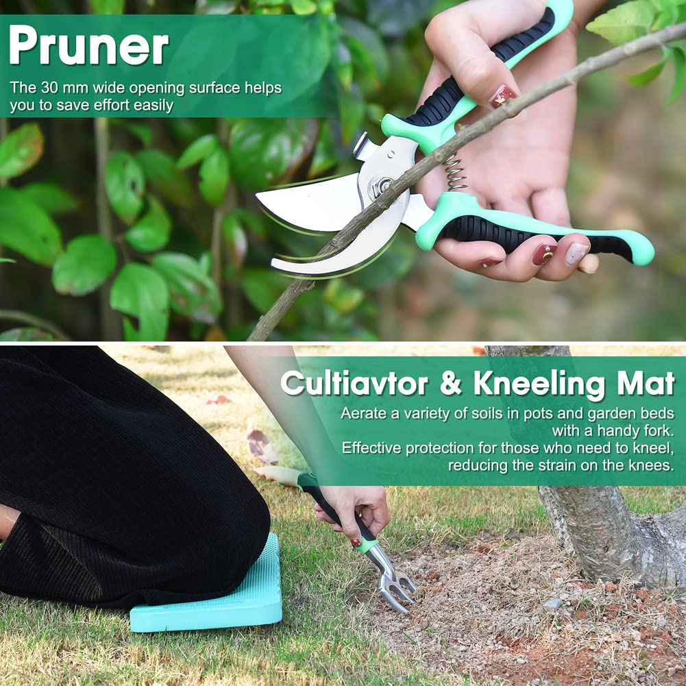 Gardening Hand Tool Gift Kit Gardening Gifts for Women & Men 10 Piece Heavy Duty Garden Tool Sets Garden Tools Bag for Women & Men Easy Storage