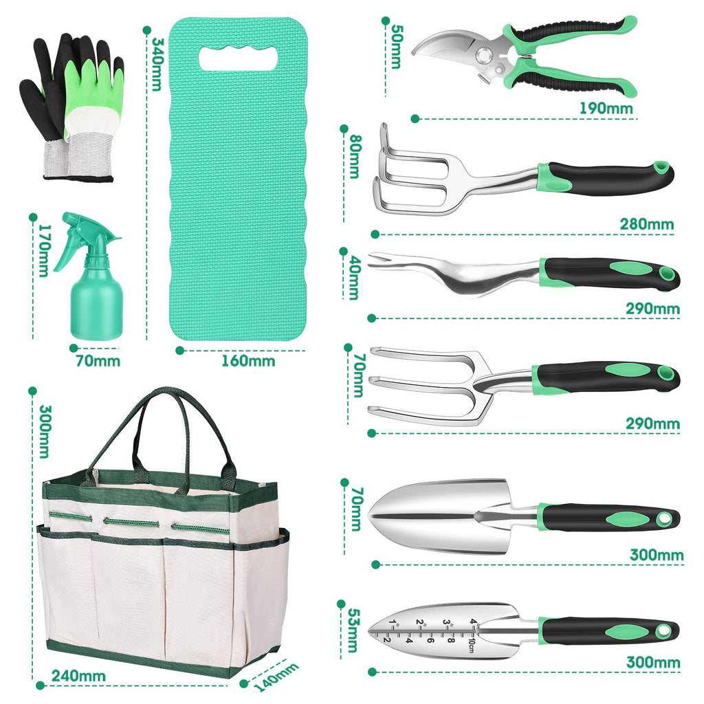 Gardening Hand Tool Gift Kit Gardening Gifts for Women & Men 10 Piece Heavy Duty Garden Tool Sets Garden Tools Bag for Women & Men Easy Storage