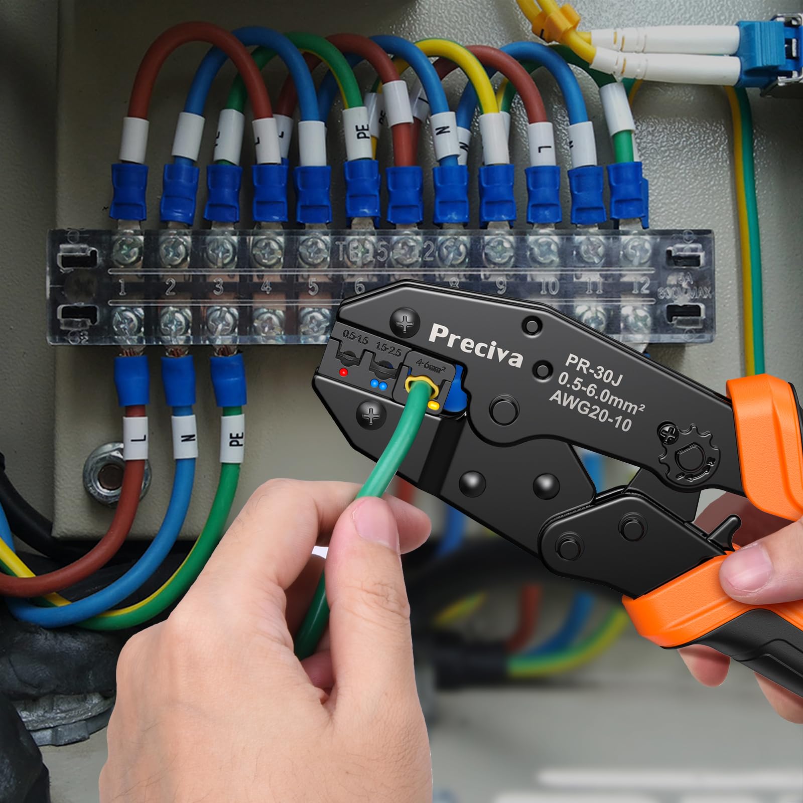 Insulated Crimping Tools, Preciva 0.5-1.5/1.5-2.5/4-6mm²(A.W.G. 20-10) Crimping Tool, with 370pcs terminals. Suits Electrical Wiring Repair, Car, Van, Motorbike etc
