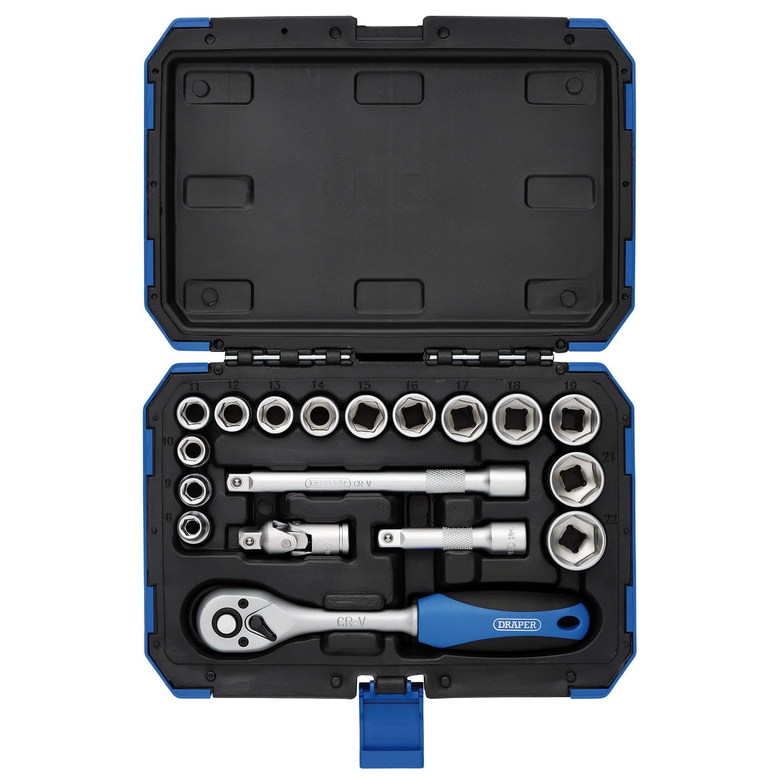 Draper Expert 18 Piece Metric Socket Set | Ratchet Tool and Case | 3/8" Square Drive | HI-TORQ MM/AF Sockets | DIY Home Professional and Car Kit |Hand Tools | 16359