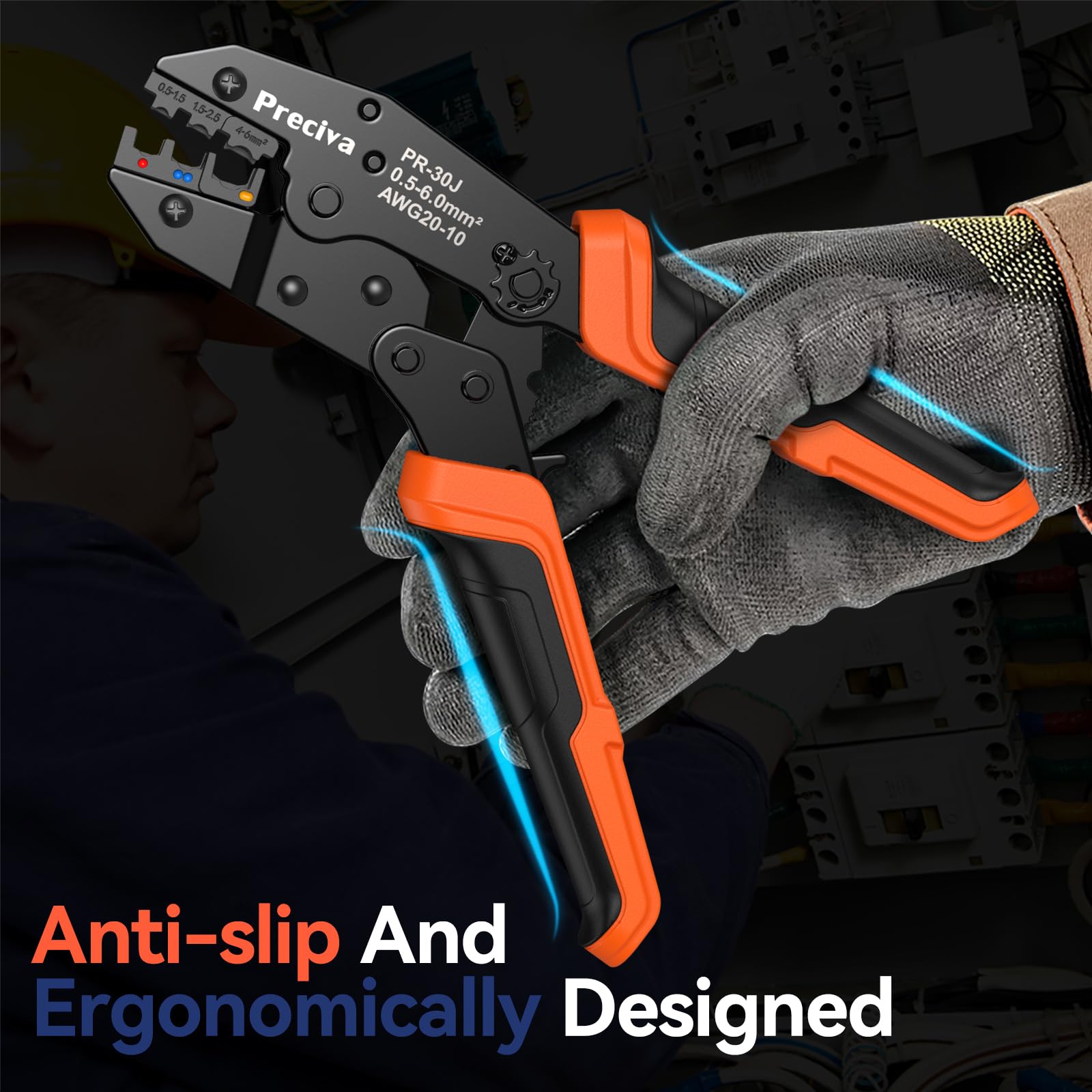Insulated Crimping Tools, Preciva 0.5-1.5/1.5-2.5/4-6mm²(A.W.G. 20-10) Crimping Tool, with 370pcs terminals. Suits Electrical Wiring Repair, Car, Van, Motorbike etc
