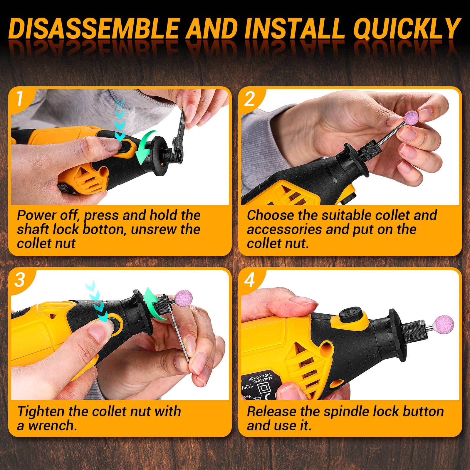 Power Rotary Tool Kit 170W: DEKOPRO 126pc Multi DIY Tool Kit for Wood/Metal - Mini Electric Sander/Drill Set with Flex Shaft for Carving,Cutting,Sanding,Grinding,Engraving,Polishing for 3D Printing