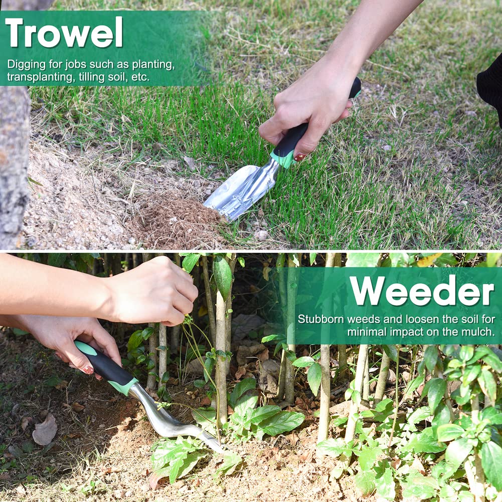 Gardening Hand Tool Gift Kit Gardening Gifts for Women & Men 10 Piece Heavy Duty Garden Tool Sets Garden Tools Bag for Women & Men Easy Storage